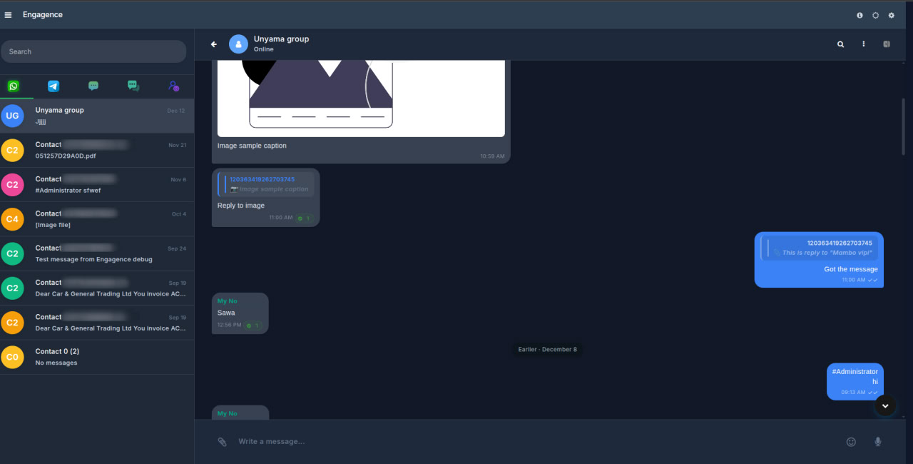 Engagence dark mode conversation