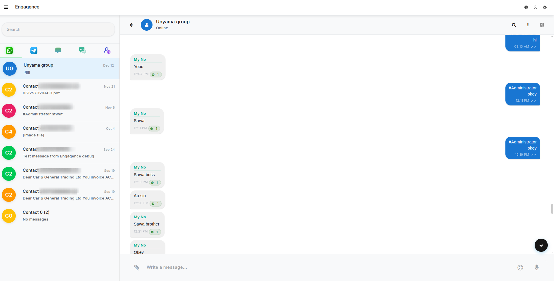 Engagence conversation view